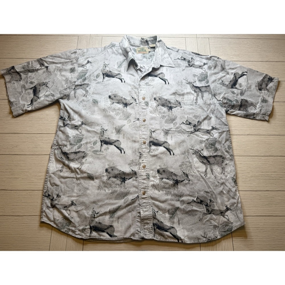 RedHead Deer Mens XL Short Sleeve Button Up Shirt Hunting Outdoors 100% Cotton